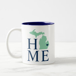 Caneca De Café Em Dois Tons Casa de Michigan e Marinho Blue City Heart