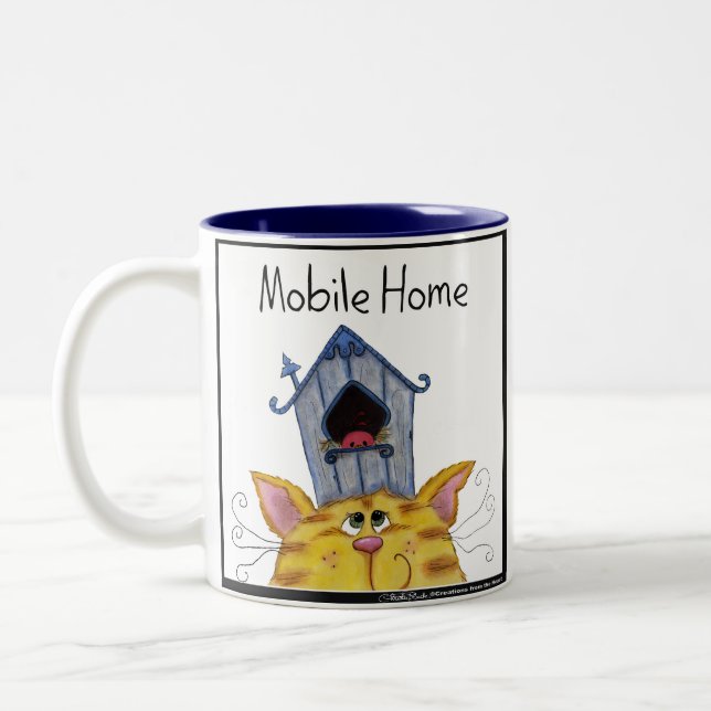 Caneca De Café Em Dois Tons Casa móvel para gatos e pássaros (Esquerda)