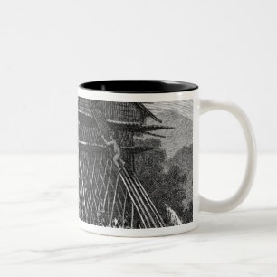 Caneca De Café Em Dois Tons Casa na vila de Arfak de Memiwa, Nova Guiné