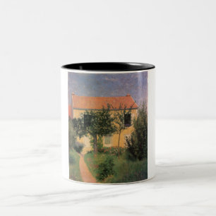 Caneca De Café Em Dois Tons Casa Nacional Italiana com Telhado Vermelho