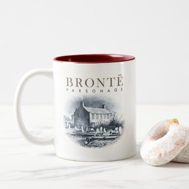 Caneca De Café Em Dois Tons Casa Parsonage dos Brontes (Com Donut)