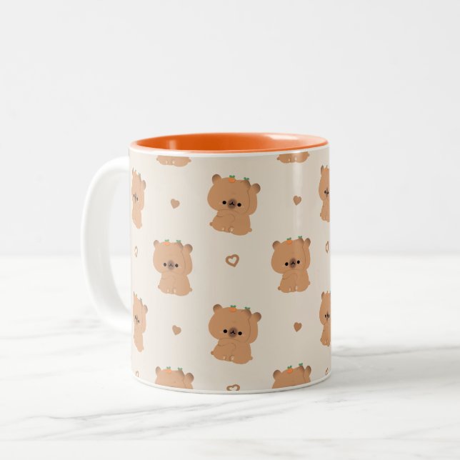 Caneca De Café Em Dois Tons Casal Cute Capybara (Frente Esquerda)