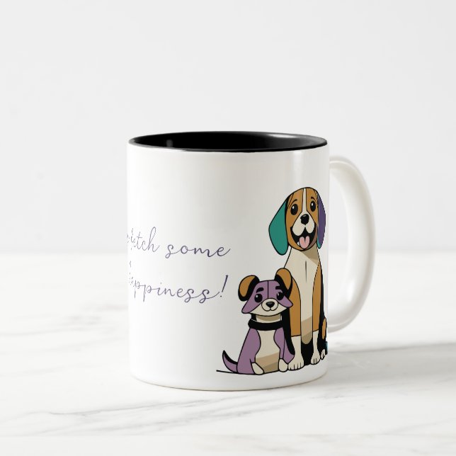 Caneca De Café Em Dois Tons Casal de cães (Frente Esquerda)
