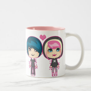 Caneca De Café Em Dois Tons Casal de Emo