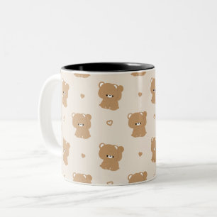 Caneca De Café Em Dois Tons Casal de Urso Castanho