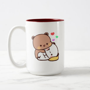 Caneca De Café Em Dois Tons Casal de urso Panda, bubu e abraços dudu