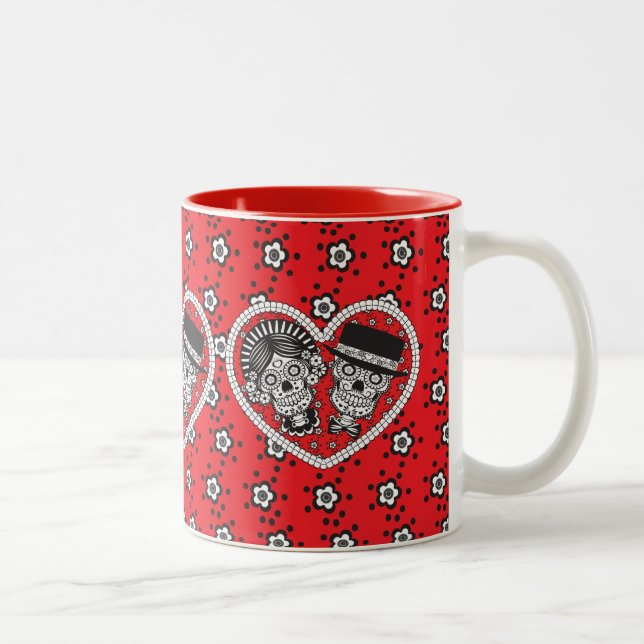 Caneca De Café Em Dois Tons Casal do crânio do Açúcar (Direita)
