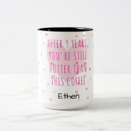 Caneca De Café Em Dois Tons Casal engraçado personalizado do 9º aniversário Mu