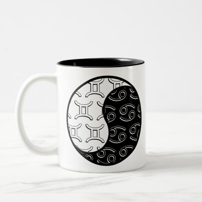 Caneca De Café Em Dois Tons Casal Gemini yin yang zodiac (Esquerda)
