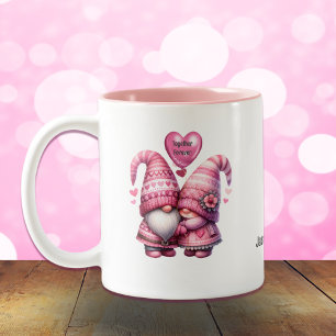 Caneca De Café Em Dois Tons Casal Gnomo Rosa