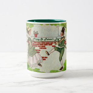 Caneca De Café Em Dois Tons Casal Irlandês de Dança Vintage