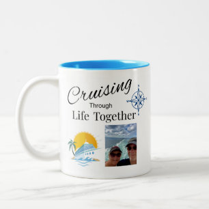 Caneca De Café Em Dois Tons Casal Personalizado Navegando pela Vida Juntos
