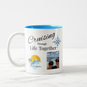 Caneca De Café Em Dois Tons Casal Personalizado Navegando pela Vida Juntos
