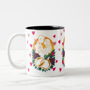 Caneca De Café Em Dois Tons Casal Romântico De Casamento De Dois Toneladas