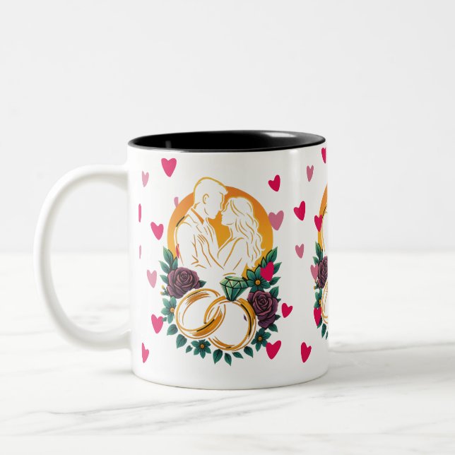 Caneca De Café Em Dois Tons Casal Romântico De Casamento De Dois Toneladas (Esquerda)