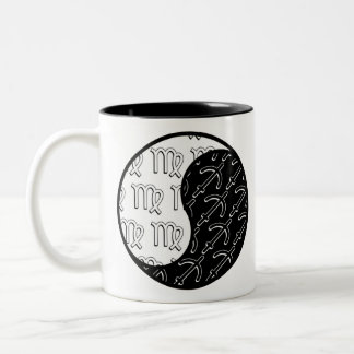 Caneca De Café Em Dois Tons Casal Virgo Sagittarius yin yang zodiac
