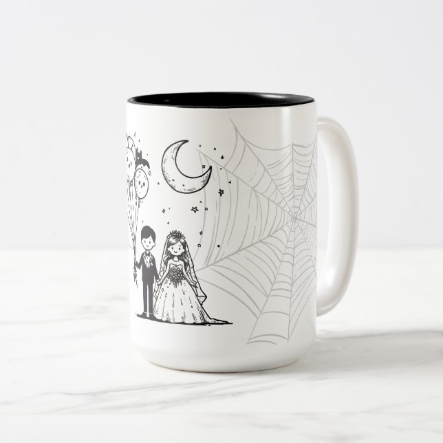 Caneca De Café Em Dois Tons Casalzinho Assustador (Frente Esquerda)