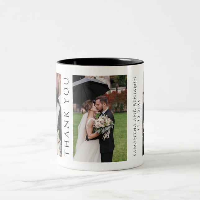 Caneca De Café Em Dois Tons Casamento de Fotos Modernas Obrigado (Centro)
