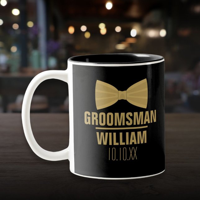 Caneca De Café Em Dois Tons Casamento de Melhor Padrinho de casamento Personal (Custom Best Man Groomsman Wedding Two-Tone Coffee Mug)