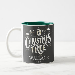 Caneca De Café Em Dois Tons Casamento de Natal monograma de recém-casados foto