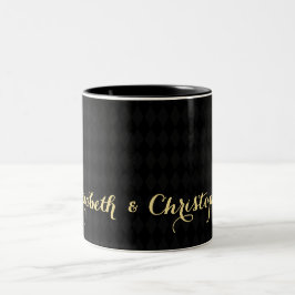 Caneca De Café Em Dois Tons Casamento Dourado do Elegante Negra Moderno Harleq