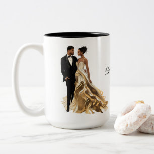 Caneca De Café Em Dois Tons Casamento Personalizado