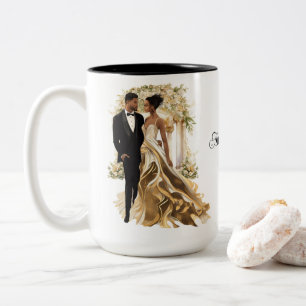 Caneca De Café Em Dois Tons Casamento Personalizado