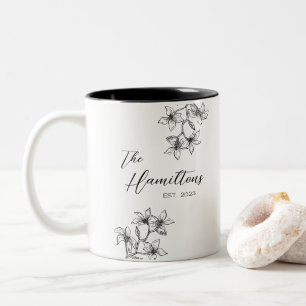 Caneca De Café Em Dois Tons Casamento Personalizado Boho Botânico