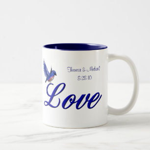 Caneca De Café Em Dois Tons Casamento Personalizado de Love Bluebird 