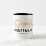 Caneca De Café Em Dois Tons Casamento Romântico Celestial da Noite Estelar Mís<br><div class="desc">Lua e estrelas preto celeste branco e caneca de ouro perfeitas para qualquer festa</div>