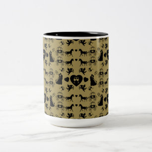 Caneca De Café Em Dois Tons Casamento Romântico De Cavalo E Carrinho