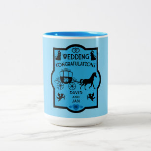 Caneca De Café Em Dois Tons Casamento Romântico De Cavalo E Carrinho