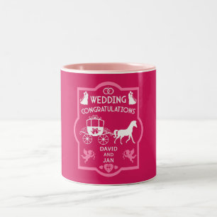Caneca De Café Em Dois Tons Casamento Romântico De Cavalo E Carrinho