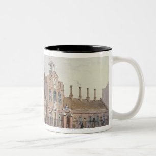 Caneca De Café Em Dois Tons Casas da esmola das colinas do esmeril na fileira