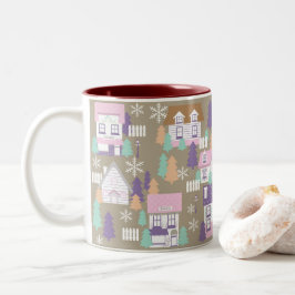 Caneca De Café Em Dois Tons Casas de Natal Brown