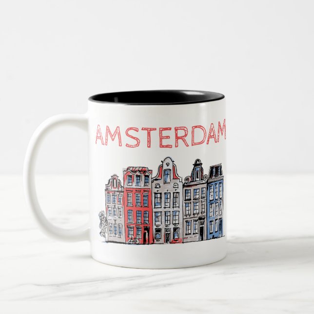 Caneca De Café Em Dois Tons Casas de Reabilitação de Amsterdã Holland (Esquerda)