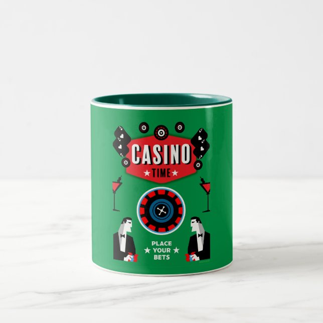 Caneca De Café Em Dois Tons Casino Gambling Poker Roulette (Centro)
