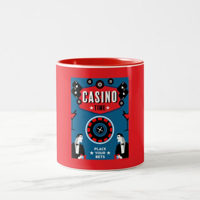 Caneca De Café Em Dois Tons Casino Gambling Poker Roulette (Centro)