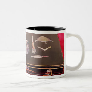 Caneca De Café Em Dois Tons Caso de madeira pequeno, com símbolos da maçonar
