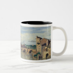 Caneca De Café Em Dois Tons Castel Sant Angelo e o rio Tibre, Roma