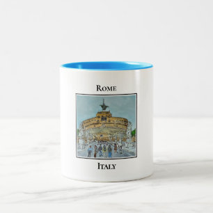 Caneca De Café Em Dois Tons Castel Sant'Angelo, Ponte Sant'Angelo, Roma Itália