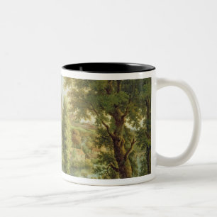 Caneca De Café Em Dois Tons Castelo de Ludlow com Weir de Dinham, do Sul-Wes