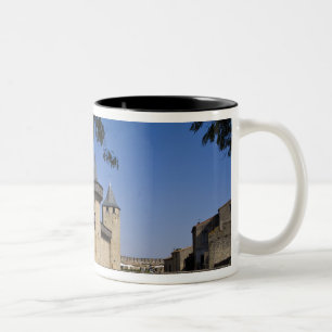 Caneca De Café Em Dois Tons Castelo dos Condes, Carcassonne, Aude, Languedoc,