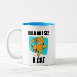 Caneca De Café Em Dois Tons Cat Aover Cat Mãe Engraçado Esperar Eu Vejo Um Gat