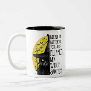 Caneca De Café Em Dois Tons Cat Buckle Up Buttercup You Just Flipped My Witch
