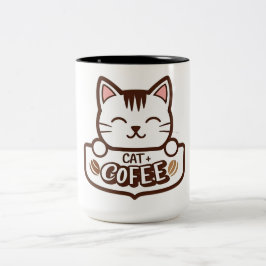 Caneca De Café Em Dois Tons Cat + Café Combo Mug