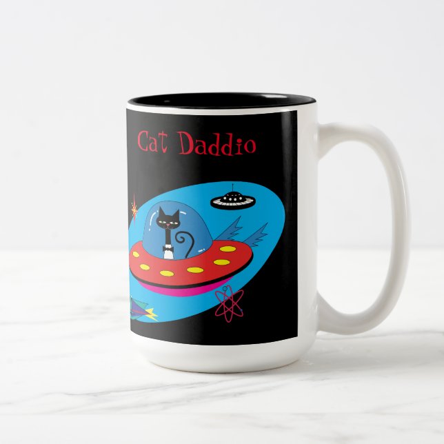Caneca De Café Em Dois Tons Cat Daddio Mug.   (Direita)
