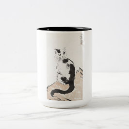 Caneca De Café Em Dois Tons Cat (Gatinho Cute) (Gatinho Adorável) (por Xu Beih
