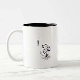 Caneca De Café Em Dois Tons Cat Kawaii Feline Pequeno Gato Chibi