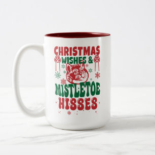 Caneca De Café Em Dois Tons Cat Lover Natal Deseja Mistura Hisses Engraçado
